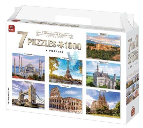King Puzzle 7 buc * 1000 piese Colectia Minuni ale Europei