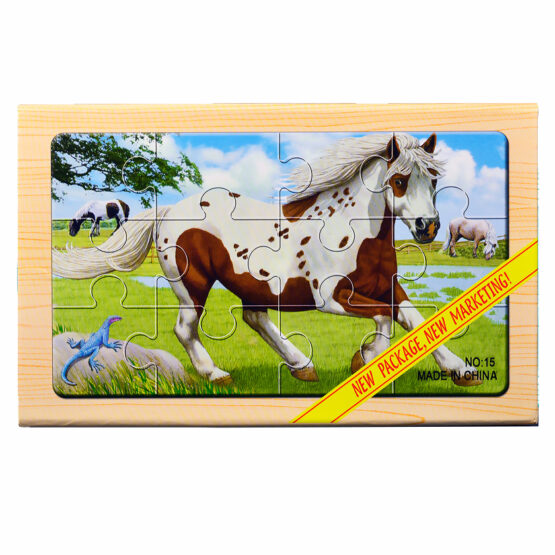Puzzle lemn „Animale domestice 2” – 4 planse * 12 piese