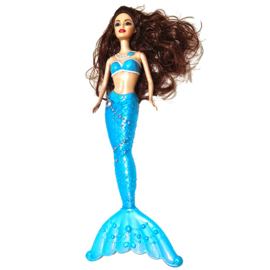 Papusa sirena albastra cu lumini 30 cm